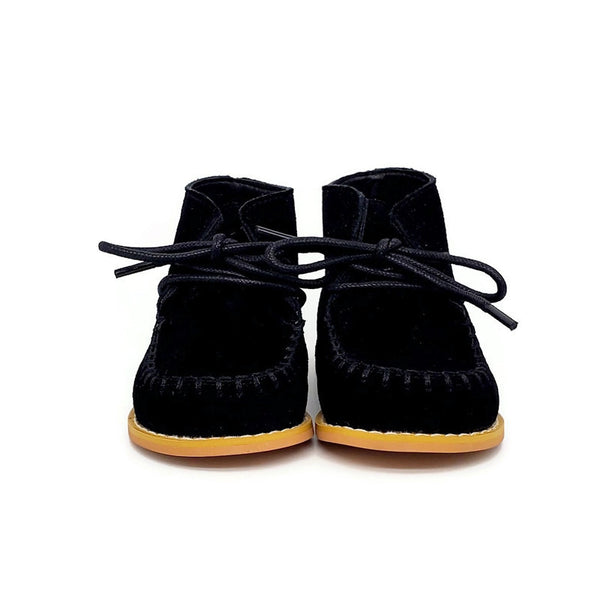 Vintage Suede Boots - Black - Tippy Tot Shoes