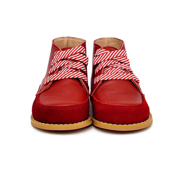 Vintage + Stripe Shoelaces - Red - Tippy Tot Shoes