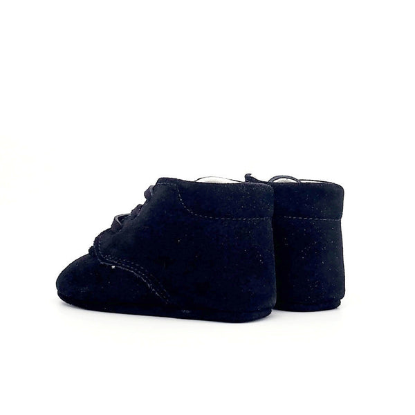 Baby Crib Shoes - Black Suede + Fringe - Tippy Tot Shoes
