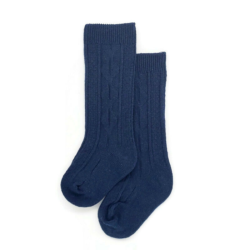 Unisex Cable Knit Socks - 1 pair Navy Blue - Tippy Tot Shoes